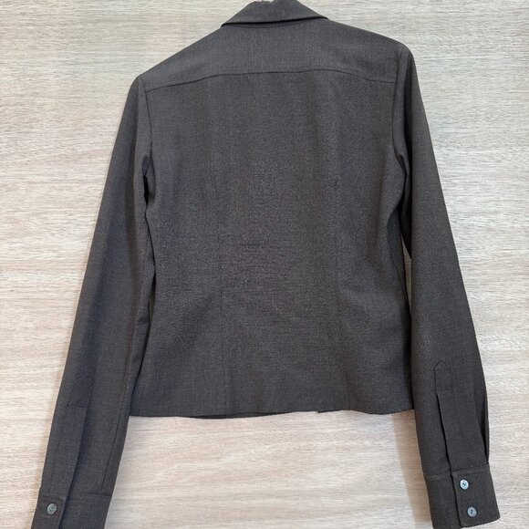 Theory Wool Button Down Shirt Chocolate Brown Size Small - Picture 2 of 10